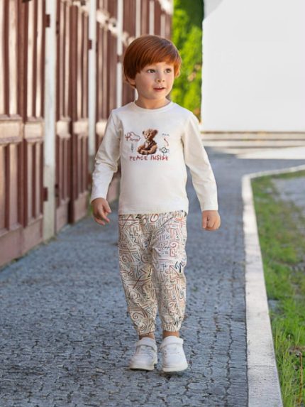 T-shirt manica lunga bimbo Ativo Kids 6/36 mesi - T-shirt stampata a manica lunga in cotone stretch