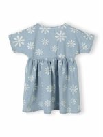 Abito denim manica corta bambina Minoti 3/7 anni - Abito bambina in morbido denim con stampa margherite