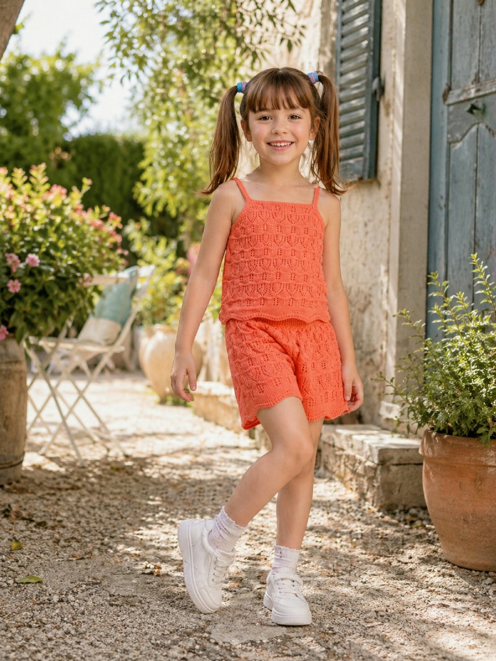Completo due pezzi bambina 44713 00 Completo due pezzi bambina Minoti 3/7 anni - Completo bambina in tricot di cotone elasticizzato