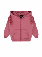 Felpa zip con cappuccio bambina Bennie Kids 4/14 anni - Felpa zip 100% cotone con cappuccio e volant sulle maniche