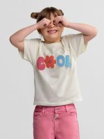T-shrt manica corta bimba Minoti 6/36 mesi - T-shirt bimba in cotone con scritta ricamata