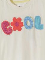 T-shrt manica corta bimba Minoti 6/36 mesi - T-shirt bimba in cotone con scritta ricamata
