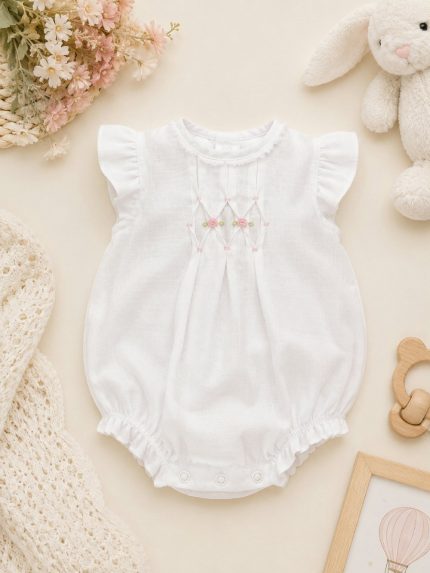 Pagliaccetto neonata Aurora Pagliaccetto neonata ricamato a mano - Teto e Tatta Made in Italy