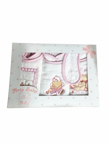 Set bavaglini ricamati neonata Set 3 Bavaglini Ricamati per Neonata - Noty Baby 100% Cotone - Made in Portogallo
