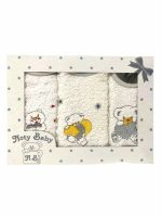 Set bavaglini ricamati neonato Set 3 Bavaglini Neonato Noty Baby - 100% Cotone - Made in Portogallo