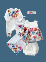 Abito Boccioli Teto e Tatta Abito elegante per neonata a manica corta in voile floreale con sottogonna in tulle e cintura in tulle, fodera 100% cotone. Lista Nascita Abito da Cerimonia Neonata Corredino