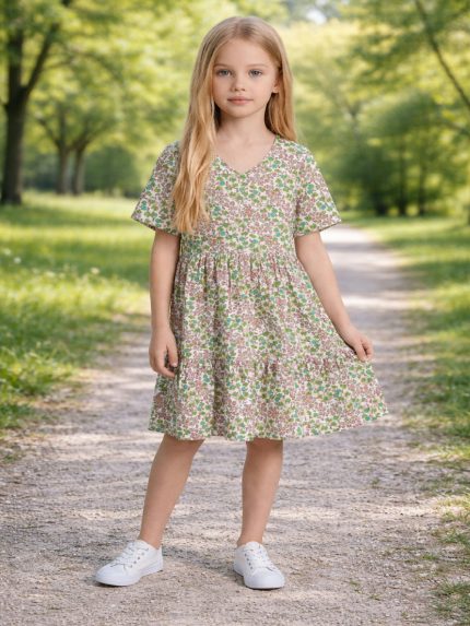 Abito fantasia bambina Mini Mignon Paris - Abito 100% viscosa, bambina/ragazza 4-14 anni