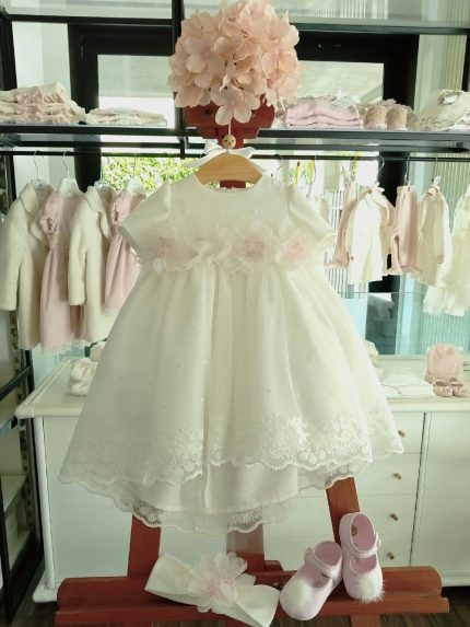 Abito Fiocco di Latte Abito cerimonia neonata in tulle ricamato e velluto - Eleganza Made in Italy Made in Italy Nascita Lei Abito da Cerimonia Neonata