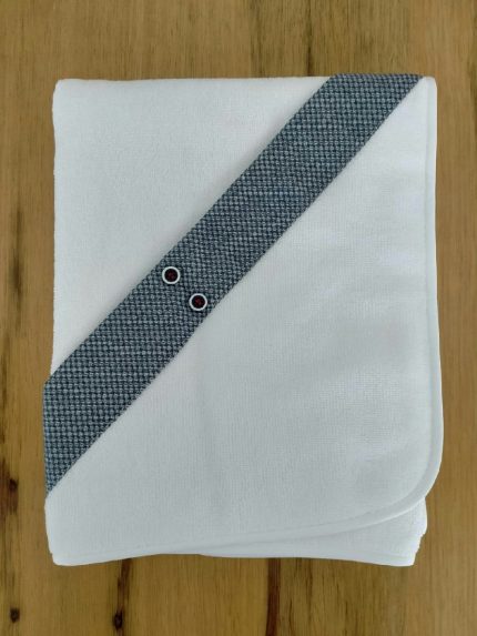 Asciugamano Piccolo Lord Quadrato spugna con bordo in tessuto operato blu/bianco - 100% cotone. Made in Italy