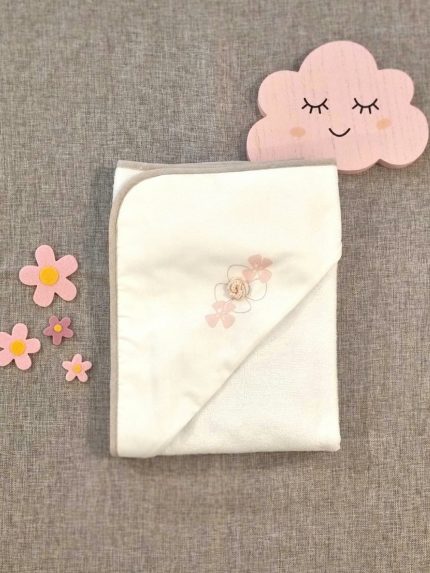 Asciugamano spugna Petali di Seta Quadrato spugna neonata in cotone naturale con decoro tricot - Teto&Tatta Lista Nascita Idea Regalo Corredino