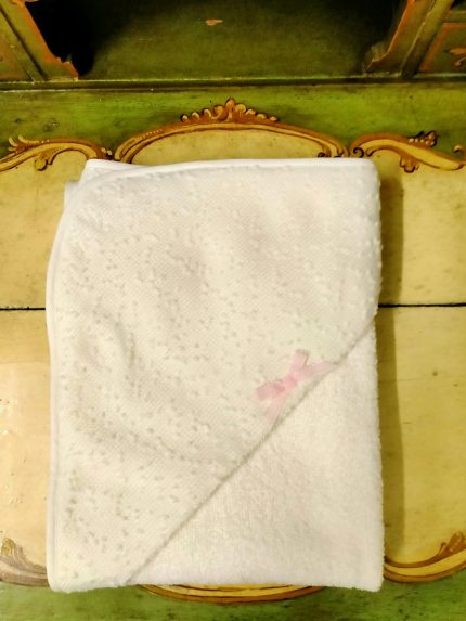 Asciugamano Tenerezze Morbido Quadrato Spugna con Cappuccio Plumetis - Teto&Tatta Made in Italy Nascita Lei Tenerezze Idea Regalo Corredino