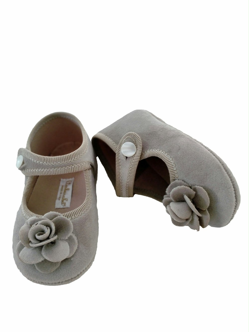 Ballerine culla neonata SF3823/T219 00 Ballerine culla neonata Ballerine culla per neonata in velluto con decoro fiore, cinturino con bottoncino. Made in Italy