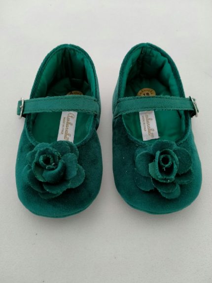 Ballerine culla neonata Ballerine culla per neonata in velluto con decoro fiore, cinturino con fibbia. Made in Italy Natale Lei 2023