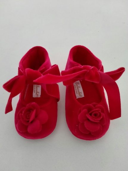 Ballerine culla neonata Ballerine culla per neonata in velluto con laccetti e decoro fiore. Made in Italy Natale Lei 2023