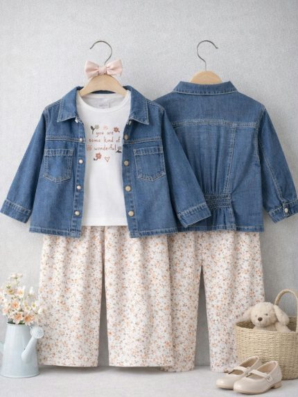 Camicia jeans bimba Ativo Kids 6/36 mesi - Camicia denim in cotone leggero con bottoni e vita elasticizzata
