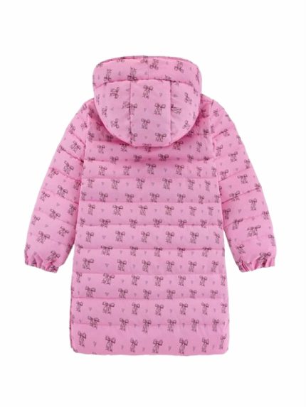 Cappotto piuma bambina Logan Calonie – Piumino lungo invernale bimba in piuma d’oca Logan Candy Pink Bow