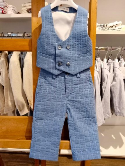 Completo 2 pezzi neonato Completo Cerimonia Neonato - Pantaloni e Panciotto Emanuel Pris - Sartorialità Italiana Made in Italy Abito da Battesimo Completo Cerimonia Neonato
