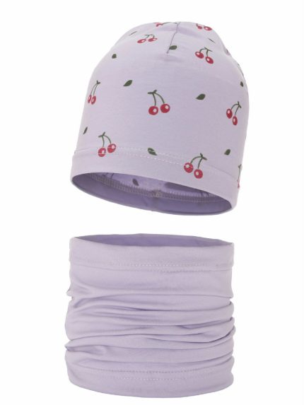 Completo berretto e scaldacollo bambina Cerise Set primavera bambina berretto e scaldacollo Cerise