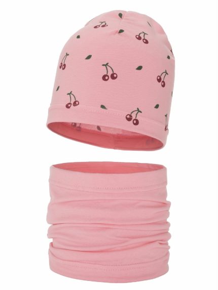 Completo berretto e scaldacollo bambina Cerise Set primavera bambina berretto e scaldacollo Cerise