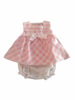 Completo Dolce Estate Teto e Tatta Delicato completo due pezzi per neonata di Teto e Tatta: coprifasce rigato foderato in cotone + mutandina in sangallo. Lista Nascita Abito da Cerimonia Neonata Corredino