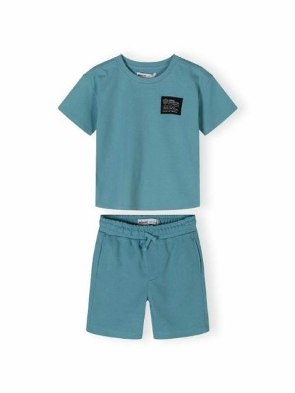 Completo due pezzi bambino Minoti 3/10 anni - Completo bambino due pezzi t-shirt e pantaloncini con cinta elastica e taschine in cotone stretch