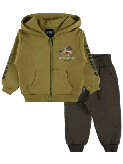 Completo due pezzi felpa bimbo Urban Friends Bennie Kids - Completo Bimbo Felpa con Zip e Cappuccio + Jog Pants 100% Cotone Peso Invernale, 12-36 mesi Comfort