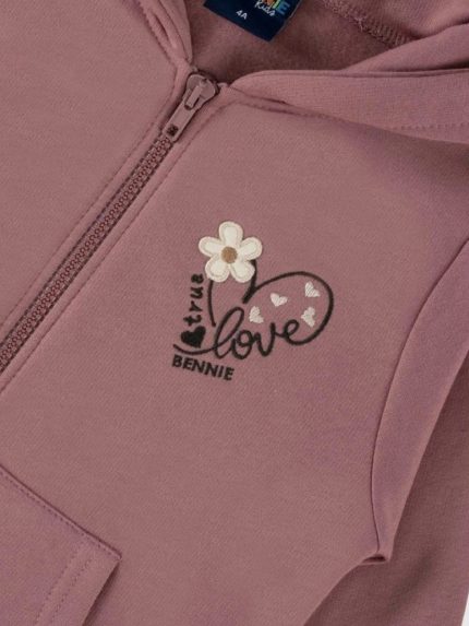 Completo due pezzi felpa Lovein Bloom Bennie Kids - Completo Bambina Felpa con Zip e Cappuccio + Jog Pants in 100% Cotone Invernale Quotidiano