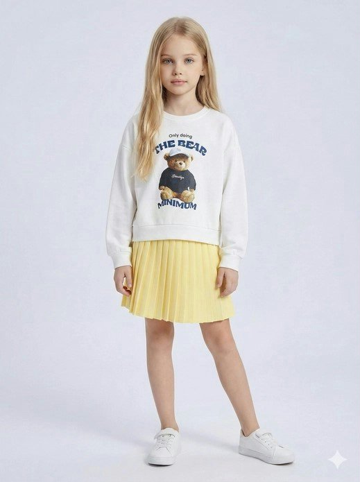 Completo due pezzi felpa+gonna SW242 00 Completo due pezzi felpa+gonna Mini Mignon Paris - Completo bambina/ragazza 4-14 anni, felpa in cotone e gonna plissettata