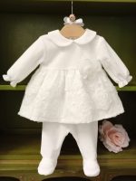 Completo due pezzi neonata Nuvola Completo 2 pezzi neonata in ciniglia e tulle floreale - Look raffinato e caldo per l'inverno Made in Italy Nascita Lei Nursery Lista Nascita Idea Regalo Corredino