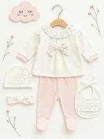 Completo due pezzi neonata Riviera Completo neonata in jersey di cotone con fiocco - Teto e Tatta Made in Italy Nursery Lista Nascita Idea Regalo Corredino