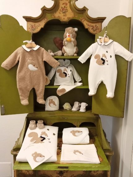 Completo due pezzi neonato Scoiattolo Completo due pezzi neonato in ciniglia con Scoiattolo Teddy - Maglia e ghettina morbida - Teto&Tatta Made in Italy Nursery Lista Nascita Scoiattolo Nascita Lui Idea Regalo Corredino