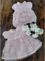 Completo Nuvole Teto e Tatta Completo neonata: coprifasce a manica corta con gonna con fiori in tulle applicati + coulotte abbinata. Lista Nascita Corredino