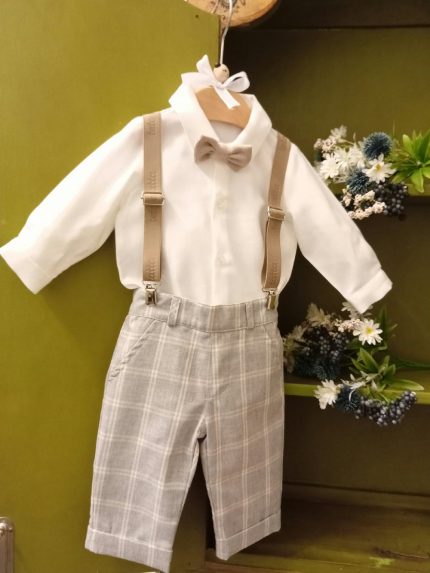Completo tre pezzi neonato Nocciolino Elegante completo tre pezzi neonato da cerimonia con papillon - Teto&Tatta Made in Italy Made in Italy Nascita Lui