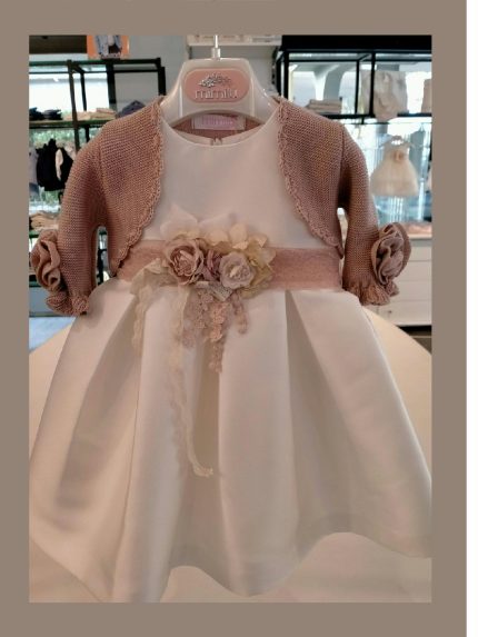 Corona Ortensia Mimilù Elegante corona da Battesimo e cerimonia per neonata, modello Ortensia in pizzo, tulle e tessuto. Accessori Cerimonia