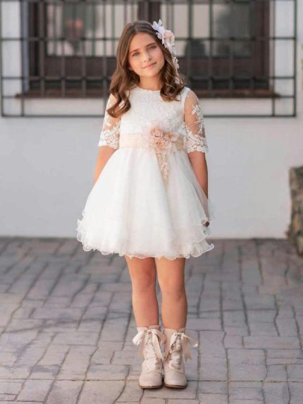 Corona Pietra di Luna Mimilù Elegante corona da cerimonia per bimba e ragazza, modello Pietra di Luna, in pizzo e tulle con fiore in tessuto. Accessori Cerimonia