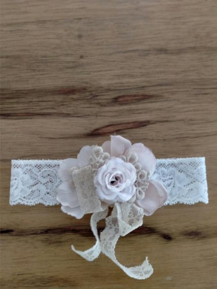 Corona Viola Mimilù Elegante corona da Battesimo e cerimonia per neonata, modello Viola in pizzo/tulle e tessuto. Accessori Cerimonia
