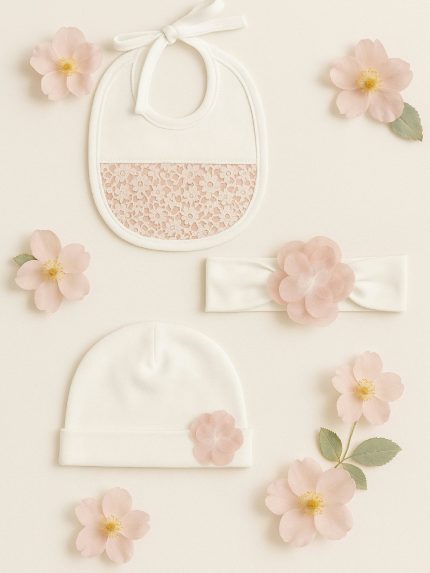 Fascia neonata Fiaba Rosa Fascetta neonata in jersey di cotone con fiore applicato. Morbida, elegante e 100% made in Italy. Il tocco perfetto per ogni look da principessa. Nursery Lista Nascita Idea Regalo Corredino