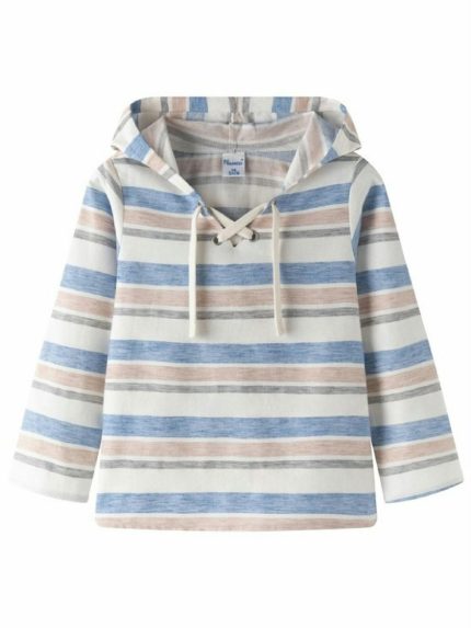 Felpa con cappuccio bambino Newness Kids - felpa con cappuccio fantasia rigata in cotone e lino, bambino 3-9 anni