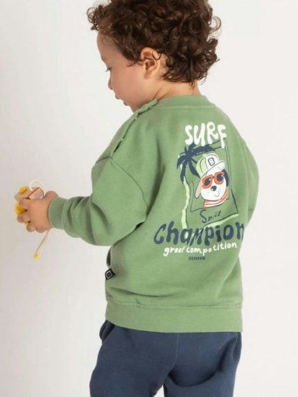 Felpa girocollo bambino Champion Felpa bimbo oversize in cotone con stampa Surf Champion - Bennie Kids (6-36 mesi)