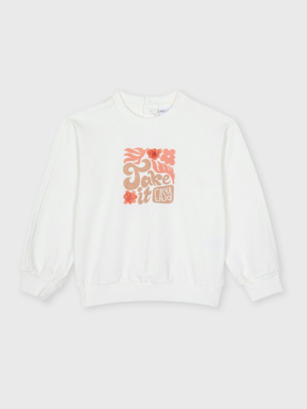 Felpa girocollo bimba C8457_13 00 Felpa girocollo bimba Ativo Kids 6/36 mesi - Felpa bimba in cotone con stampa e decoro in voile