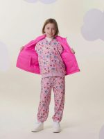 Felpa zip bambina Pink Gems Calonie - Felpa zip bambina in bambù e cotone Pink Gems