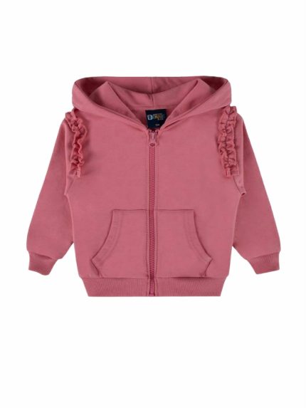 Felpa zip con cappuccio bambina Bennie Kids 4/14 anni - Felpa zip 100% cotone con cappuccio e volant sulle maniche