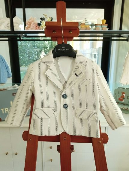 Giacca neonato Giacca Battesimo per Neonato con Pochette - Eleganza Italiana con Dettagli Fantasia Made in Italy Abito da Battesimo
