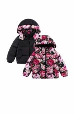 Giubbotto reversibile piuma bambina Charlie Flora Calonie - Piumino reversibile bambina in piuma d'oca Charlie Flora