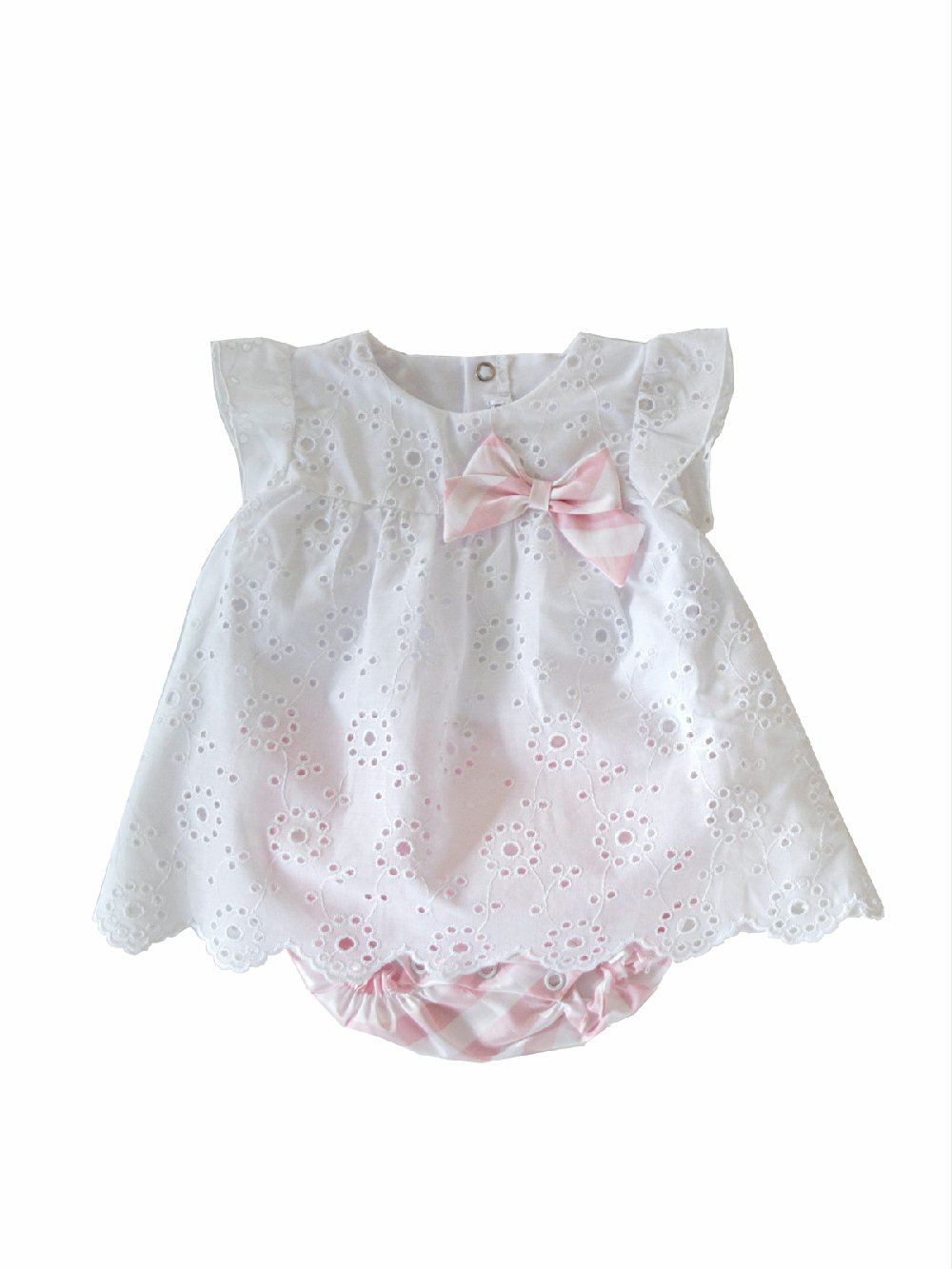 Pagliaccetto Dolce Estate Teto e Tatta PA1660 Lista Nascita Corredino 00 Pagliaccetto Dolce Estate Teto e Tatta Pagliaccetto neonata di Teto e Tatta - MADE IN ITALY - in sangallo con coulotte rigata rosa e fiocchetto applicato. Lista Nascita Corredino