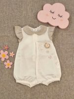 Pagliaccetto neonata Petali di Seta Pagliaccetto Neonata in Lino e Cotone - Eleganza e Dolcezza - Teto e Tatta Lista Nascita Idea Regalo Corredino