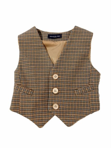 Panciotto pied de poule Panciotto con allacciatura a tre bottoni in tessuto fantasia pied de poule. Made in Italy Easy Chic Baby