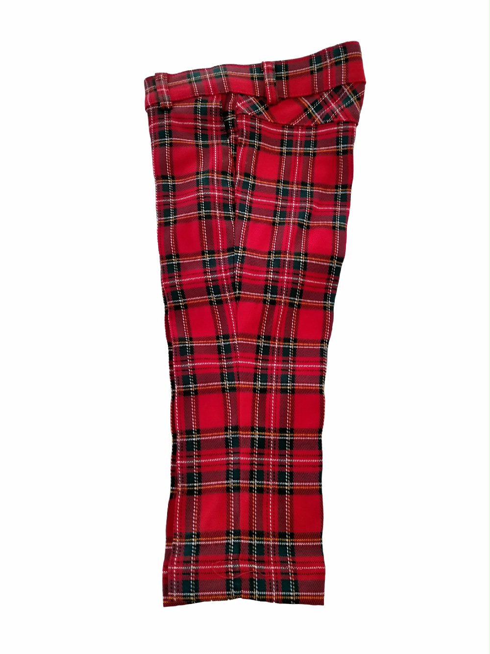 Pantaloni check FM36077L/T223 Natale Lui 2023 00 Pantaloni check Pantaloni eleganti dal taglio diritto con taschine laterali in morbido tessuto, fantasia a quadri di colore rosso, allacciatura con zip e bottone, elastico interno per regolazione vita. Il capo perfetto per giorni di festa o occasioni eleganti. Made in Italy Natale Lui 2023
