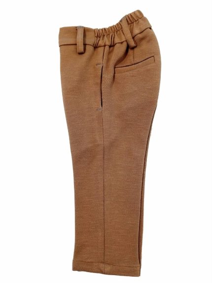 Pantaloni eleganti bimbo Morbidi pantaloni eleganti in tessuto di viscosa, tasche laterali e dietro a filetto, allacciatura con zip e bottone, cinta elasticizzata dietro. Made in Italy