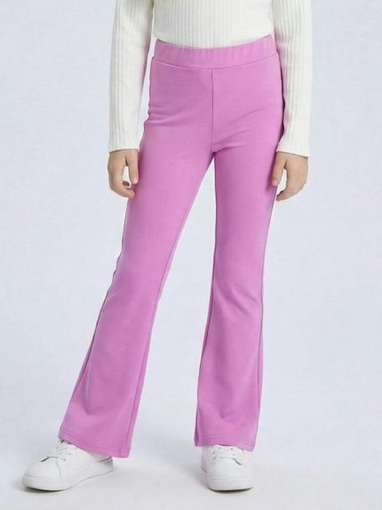 Pantaloni zampa ragazza Mini Mignon Paris pantaloni a zampa bambina/ragazza 4-14 anni in tessuto stretch rosa
